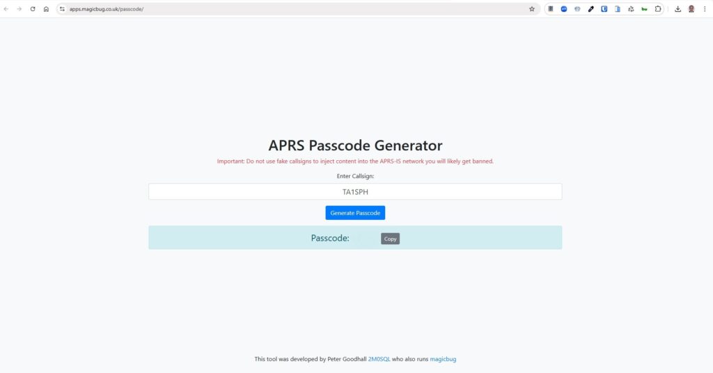 Şekil 8 - Aprs Passcode Generator
