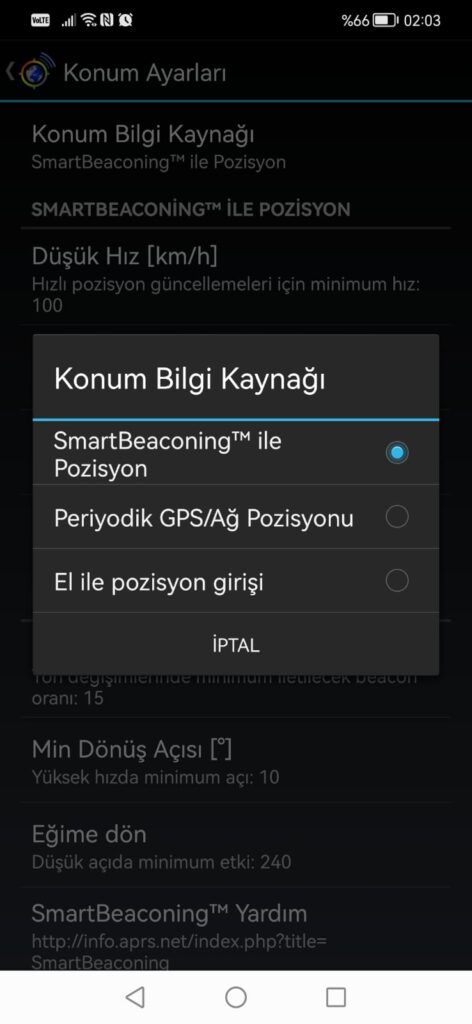 Şekil16 - SmartBeaconing ile Pozisyon